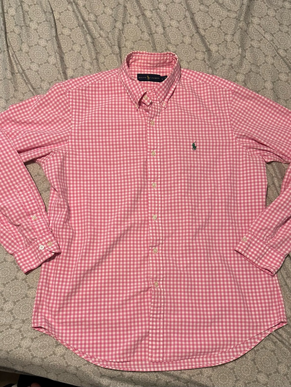 Ralph Lauren Pink Gingham Button-Down Shirt Men’s L